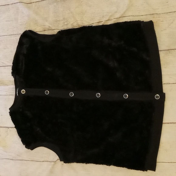 Frank Walder black button-up furry vest sz 16 - Picture 5 of 6